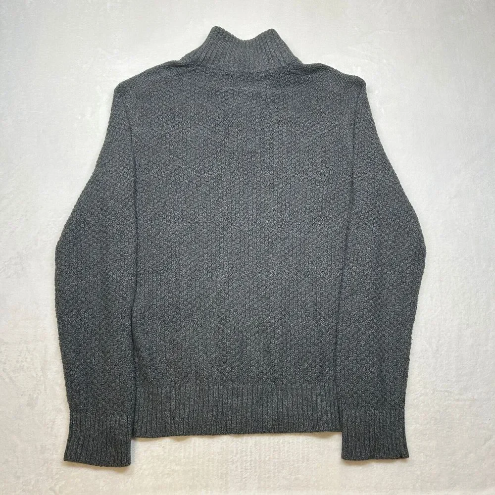 Banana‎ Republic 1/4 Zip Sweater Mens Medium Grey Heather Knit Cotton Nylon Wool